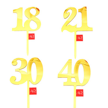 Прости числа 18 21 30 40 50 60-ти Акрилен топер за торта за годишнина от сватба, рожден ден Парти Декорации за торта