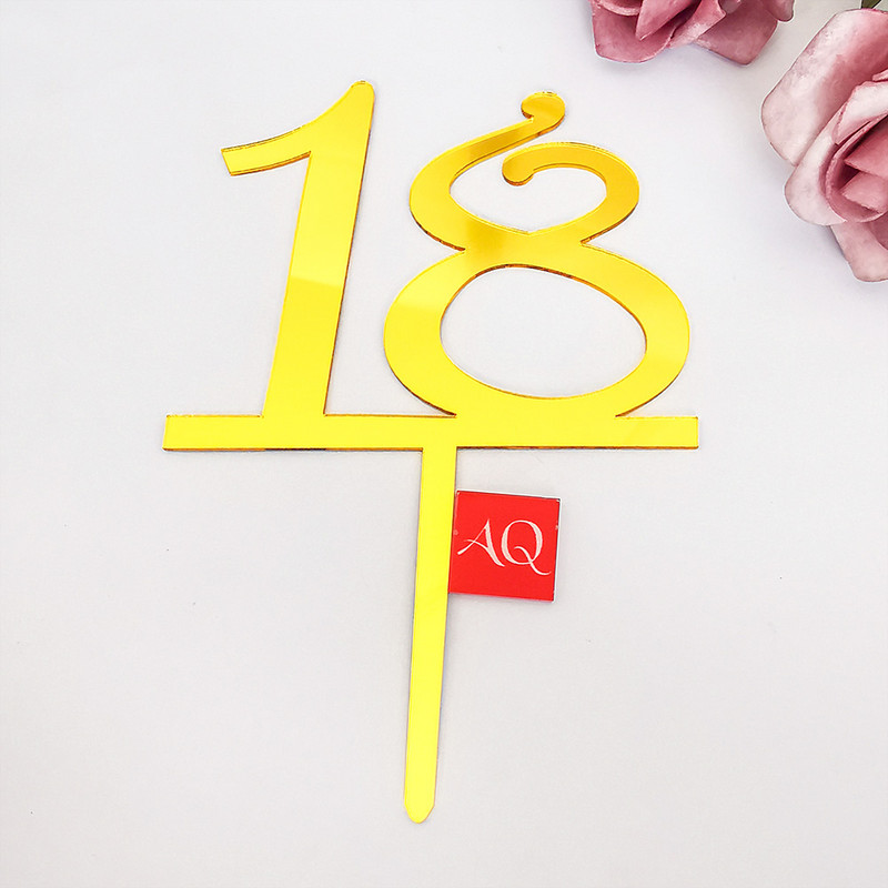 Paprasti skaičiai 18 21 30 40 50 60-asis akrilinis torto papuošalas, skirtas vestuvių metinėms, gimtadienio vakarėliui, torto papuošimui