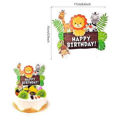 Prekrivač kolača sa životinjama Lav Tigar Prekrivač za kolače za Jungle Safari Dekoracije za rođendanske zabave