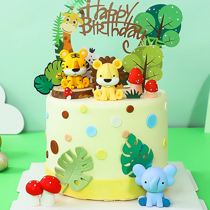 Animal Cake Topper Lion Tiger Cupcake Topper για διακοσμήσεις για πάρτι γενεθλίων σαφάρι ζούγκλας
