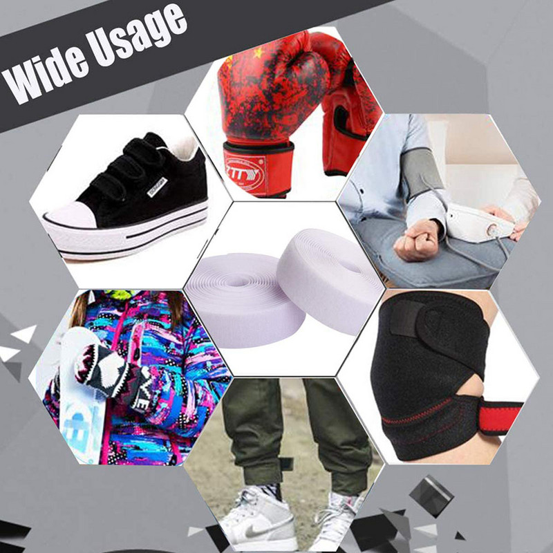 5 méteres varrás tépőzáras szalag Nem tapadó rögzítő szalag hátul nejlon csíkok szövetrögzítő varrástartozék 16/20/25/30/38 mm