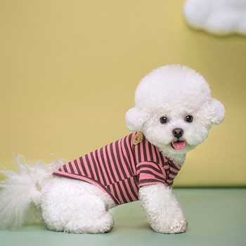 Βαμβακερά ρούχα για σκύλους κατοικίδιων ζώων Καλοκαιρινό γιλέκο σκύλου με αναπνεύσιμο ριγέ ρούχο γιλέκο για γάτα Τσιουάουα Αξεσουάρ σκύλου Πουκάμισο για σκύλους γατάκι