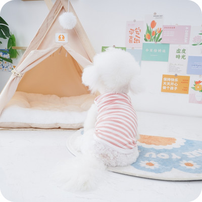 Βαμβακερά ρούχα για σκύλους κατοικίδιων ζώων Καλοκαιρινό γιλέκο σκύλου με αναπνεύσιμο ριγέ ρούχο γιλέκο για γάτα Τσιουάουα Αξεσουάρ σκύλου Πουκάμισο για σκύλους γατάκι