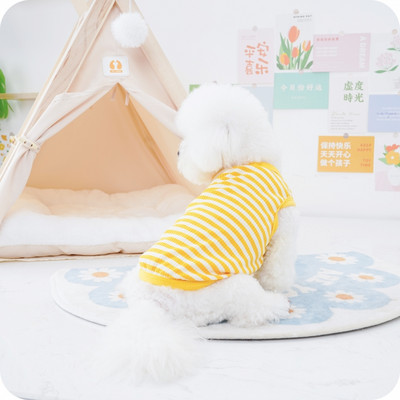 Βαμβακερά ρούχα για σκύλους κατοικίδιων ζώων Καλοκαιρινό γιλέκο σκύλου με αναπνεύσιμο ριγέ ρούχο γιλέκο για γάτα Τσιουάουα Αξεσουάρ σκύλου Πουκάμισο για σκύλους γατάκι