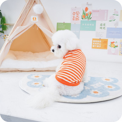 Βαμβακερά ρούχα για σκύλους κατοικίδιων ζώων Καλοκαιρινό γιλέκο σκύλου με αναπνεύσιμο ριγέ ρούχο γιλέκο για γάτα Τσιουάουα Αξεσουάρ σκύλου Πουκάμισο για σκύλους γατάκι