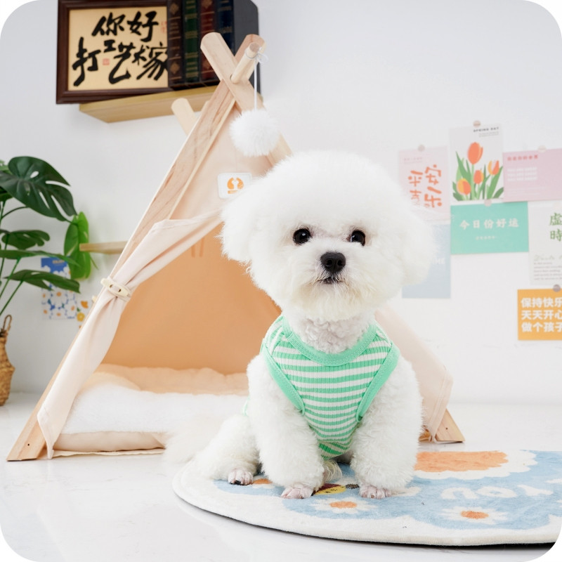 Βαμβακερά ρούχα για σκύλους κατοικίδιων ζώων Καλοκαιρινό γιλέκο σκύλου με αναπνεύσιμο ριγέ ρούχο γιλέκο για γάτα Τσιουάουα Αξεσουάρ σκύλου Πουκάμισο για σκύλους γατάκι