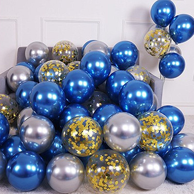 50 gab. Tumši zila ahāta marmora metāla lateksa konfeti baloni Dzimšanas dienas kāzu BabyShower dekorācijas Jaungada Globos