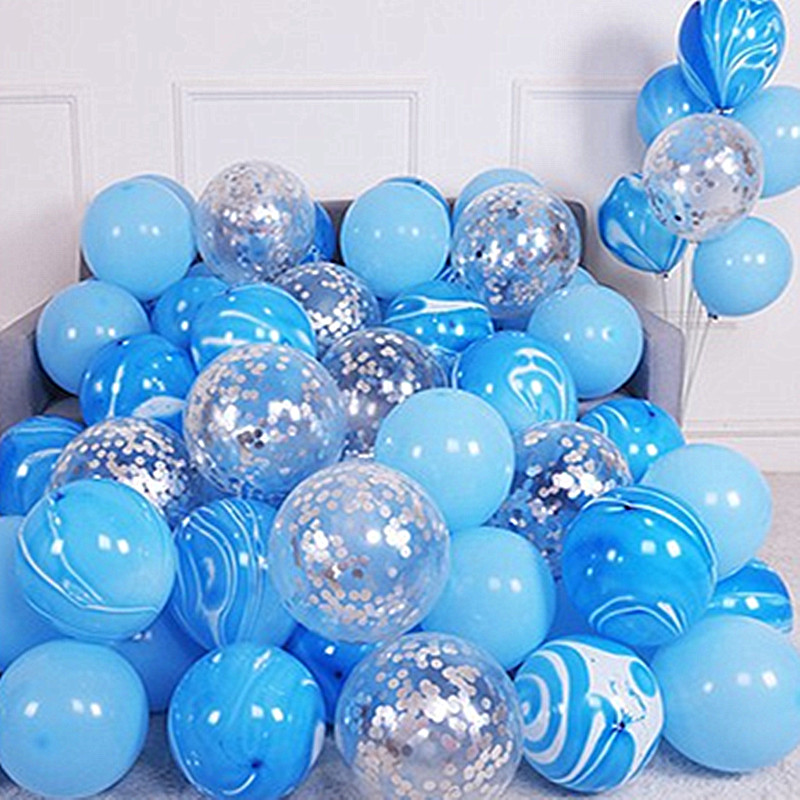 50 gab. Tumši zila ahāta marmora metāla lateksa konfeti baloni Dzimšanas dienas kāzu BabyShower dekorācijas Jaungada Globos