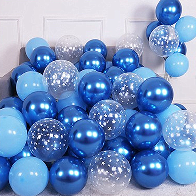 50 gab. Tumši zila ahāta marmora metāla lateksa konfeti baloni Dzimšanas dienas kāzu BabyShower dekorācijas Jaungada Globos