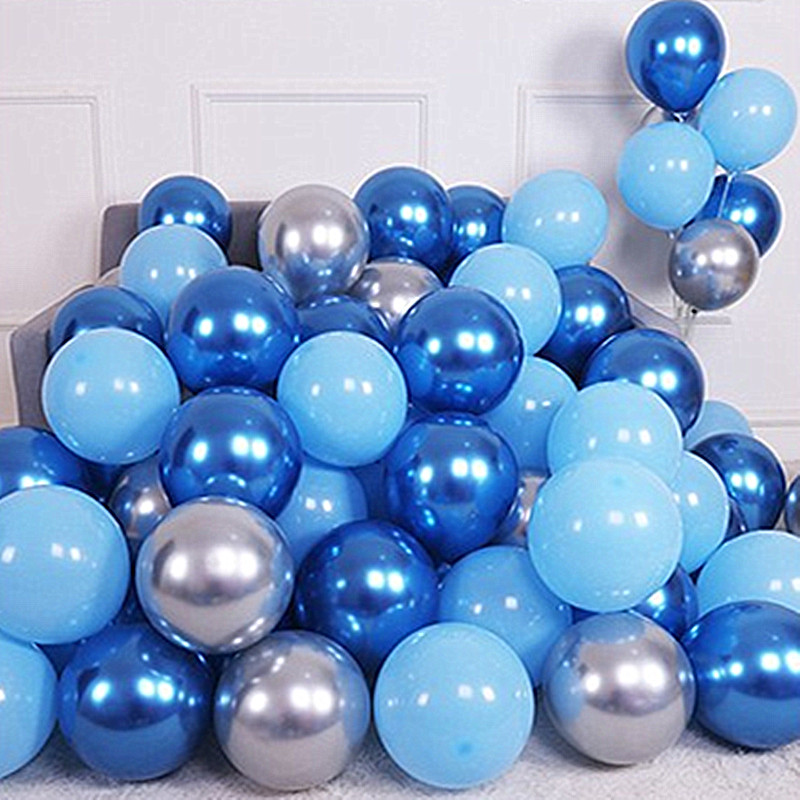 50 gab. Tumši zila ahāta marmora metāla lateksa konfeti baloni Dzimšanas dienas kāzu BabyShower dekorācijas Jaungada Globos