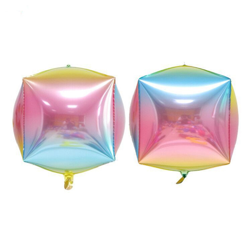 24 hüvelykes 4D sztereó négyzet alakú alumínium fólia léggömb születésnapi ünnepi szivárvány színű alumínium fólia léggömb esküvői ünnepi kellékek