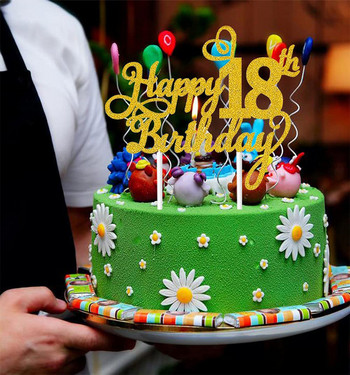 1 ΤΕΜ. Happy Birthday Cake Topper 1st 18th 21th 30th 40th 50th Age Birthday Cake Decoration Favors Supplies Baby Shower