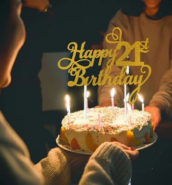 1PC Честит рожден ден Торта за торта 1-ви 18-ти 21-ви 30-ти 40-ти 50-ти възраст Украса за торта за рожден ден Сувенири за парти Консумативи за парти