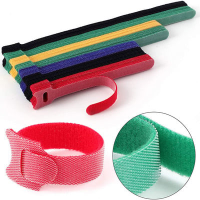 10/20/30Pcs T-type Cable Ties Wire Reusable Cord Organizer Wire Fastener Straps Colored Nylon Hook Loop Computer Data Cable Tie