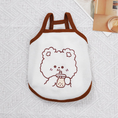 Pavasario vasaros katės ir šuns drabužiai mažiems ir vidutiniams naminiams gyvūnėliams vaflinis kvėpuojantis tinklelis, mielas dirželis, kuprinėlis, suknelė šuniuko drabužiai