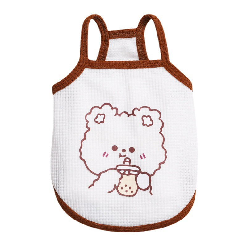 Pavasario vasaros katės ir šuns drabužiai mažiems ir vidutiniams naminiams gyvūnėliams vaflinis kvėpuojantis tinklelis, mielas dirželis, kuprinėlis, suknelė šuniuko drabužiai