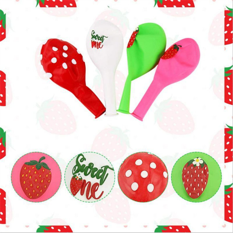 16 vnt. Braškių tema Vasaros saldus vakarėlis kūdikio gimtadienio vakarėlis latekso balionų rinkinio dekoravimo rekvizitai