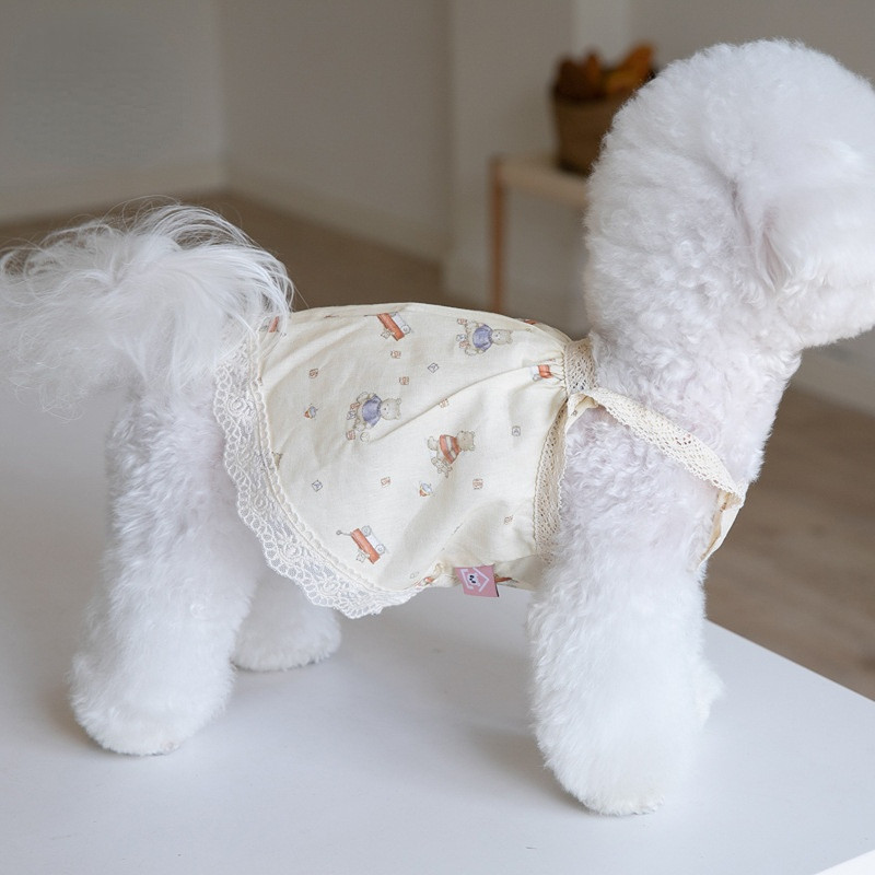 INS Little Bear Print Csipke Alkalmi ruha Kisállat macska kutya maci ruha divat kisállat kutyus virágos ruha kölyökruha macskaruhák