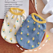 Lemon Print Naminių gyvūnėlių liemenė Naminių šunų Drabužiai Marškinėliai Drabužiai Vasariniai Šunys Naminių gyvūnėlių Liemenės Čihuahua Kvėpuojanti Mergaitė Mopsas Naminių gyvūnėlių liemenė Jorko meškiukas