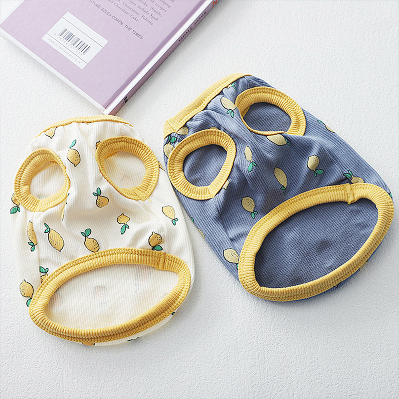 Lemon Print Naminių gyvūnėlių liemenė Naminių šunų Drabužiai Marškinėliai Drabužiai Vasariniai Šunys Naminių gyvūnėlių Liemenės Čihuahua Kvėpuojanti Mergaitė Mopsas Naminių gyvūnėlių liemenė Jorko meškiukas