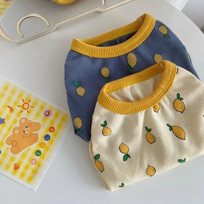 Lemon Print Naminių gyvūnėlių liemenė Naminių šunų Drabužiai Marškinėliai Drabužiai Vasariniai Šunys Naminių gyvūnėlių Liemenės Čihuahua Kvėpuojanti Mergaitė Mopsas Naminių gyvūnėlių liemenė Jorko meškiukas