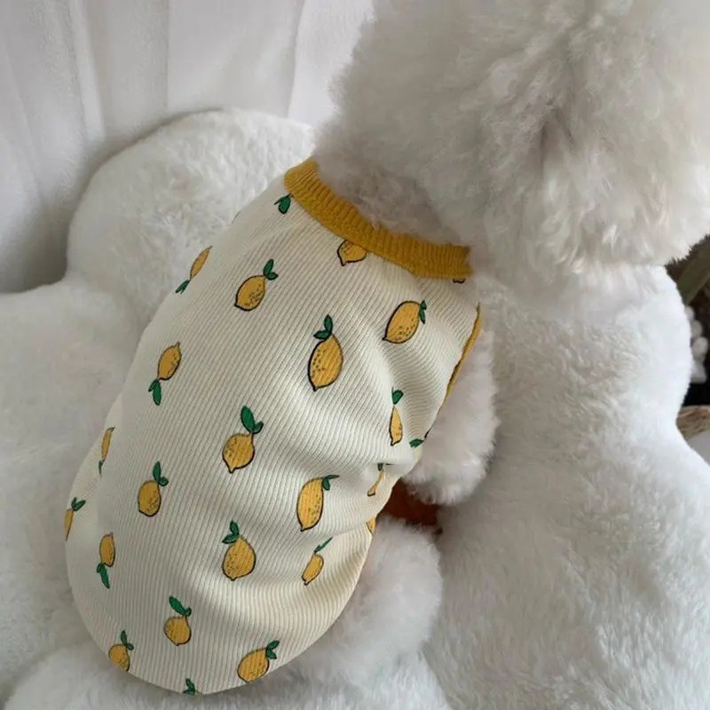 Lemon Print Naminių gyvūnėlių liemenė Naminių šunų Drabužiai Marškinėliai Drabužiai Vasariniai Šunys Naminių gyvūnėlių Liemenės Čihuahua Kvėpuojanti Mergaitė Mopsas Naminių gyvūnėlių liemenė Jorko meškiukas