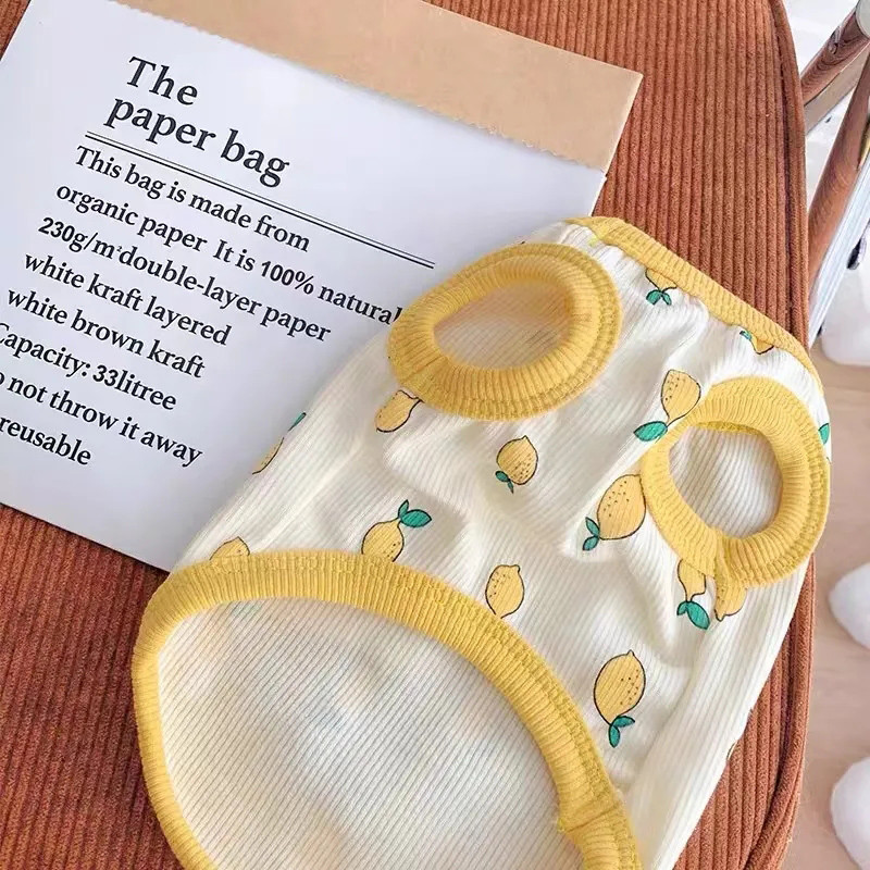 Lemon Print Naminių gyvūnėlių liemenė Naminių šunų Drabužiai Marškinėliai Drabužiai Vasariniai Šunys Naminių gyvūnėlių Liemenės Čihuahua Kvėpuojanti Mergaitė Mopsas Naminių gyvūnėlių liemenė Jorko meškiukas