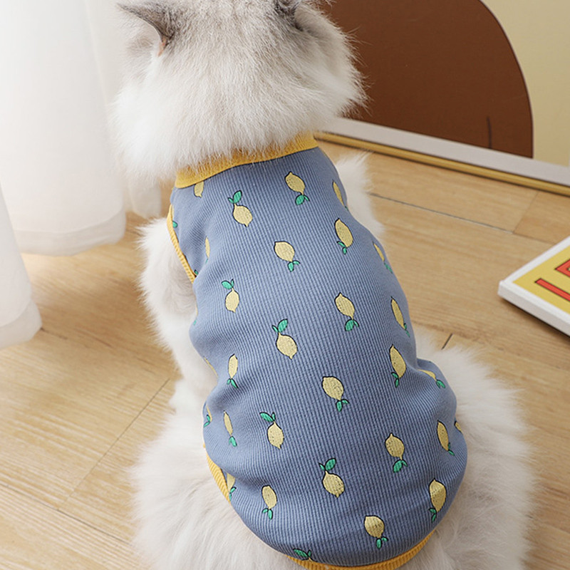 Lemon Print Naminių gyvūnėlių liemenė Naminių šunų Drabužiai Marškinėliai Drabužiai Vasariniai Šunys Naminių gyvūnėlių Liemenės Čihuahua Kvėpuojanti Mergaitė Mopsas Naminių gyvūnėlių liemenė Jorko meškiukas