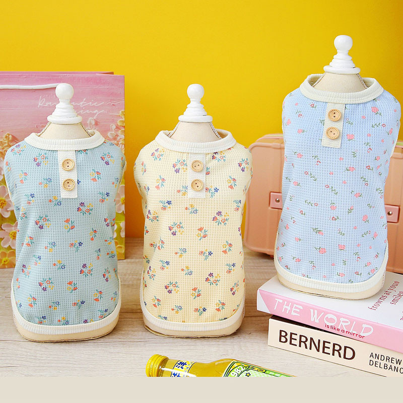 Lillelised koerakapuutsid Vest Lemmiklooma suveriided Pullover Koera Tsärk Riietus Varrukateta dressipluus Vestid Väikestele Koertele Chihuahua XXL