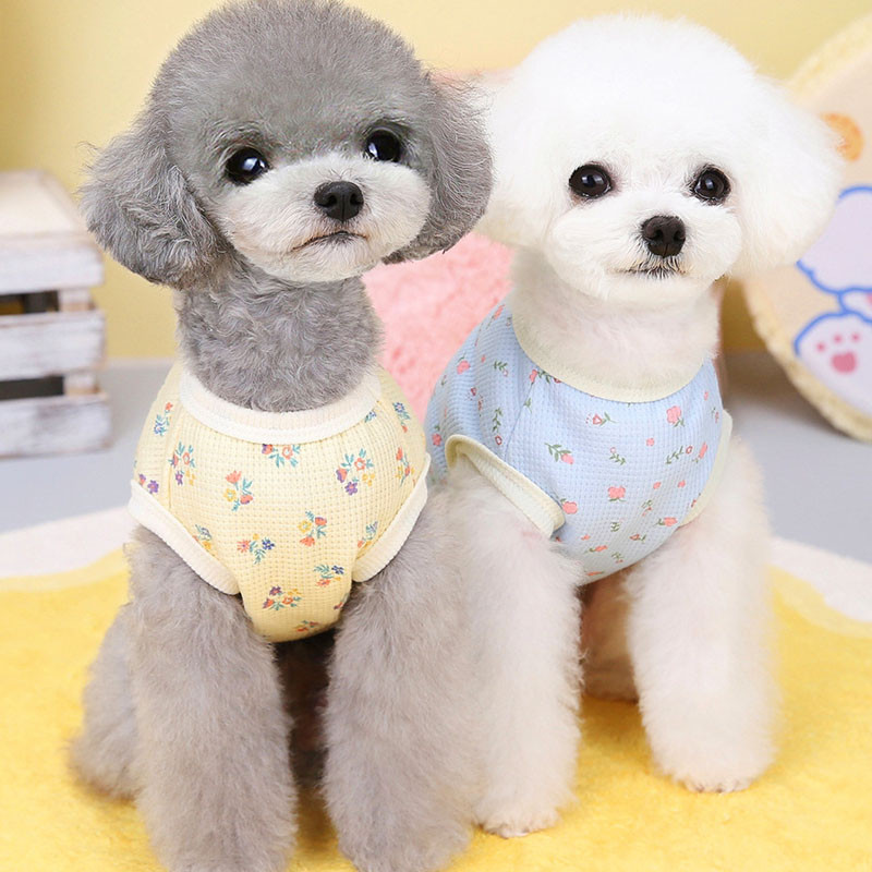 Lillelised koerakapuutsid Vest Lemmiklooma suveriided Pullover Koera Tsärk Riietus Varrukateta dressipluus Vestid Väikestele Koertele Chihuahua XXL