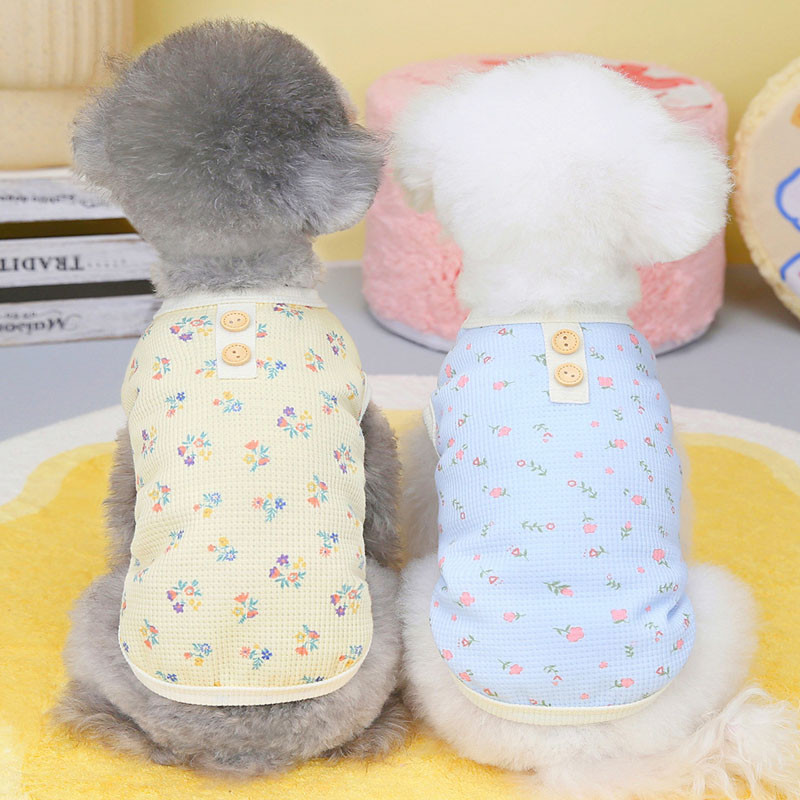 Lillelised koerakapuutsid Vest Lemmiklooma suveriided Pullover Koera Tsärk Riietus Varrukateta dressipluus Vestid Väikestele Koertele Chihuahua XXL