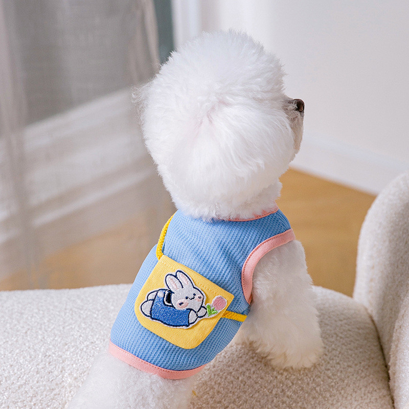 Cute Rabbit Satchel suņu sukains Dzīvnieku izšūta veste Bišons Divkājains Mīksts Suņu Apģērbs Vasaras Elpojošs Apģērbs