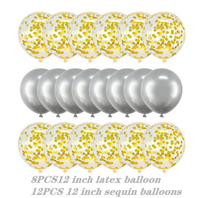 20 vnt 12 colių 1-ojo gimtadienio vakarėlio vestuvių dekoravimo šventės reikmenys metalo spalvų derinio latekso balionas