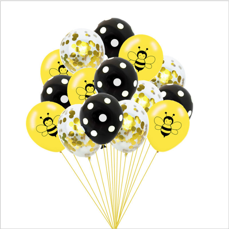 12 hüvelykes születésnapi parti babazuhany dekoráció rajzfilm méh flitteres léggömb készlet