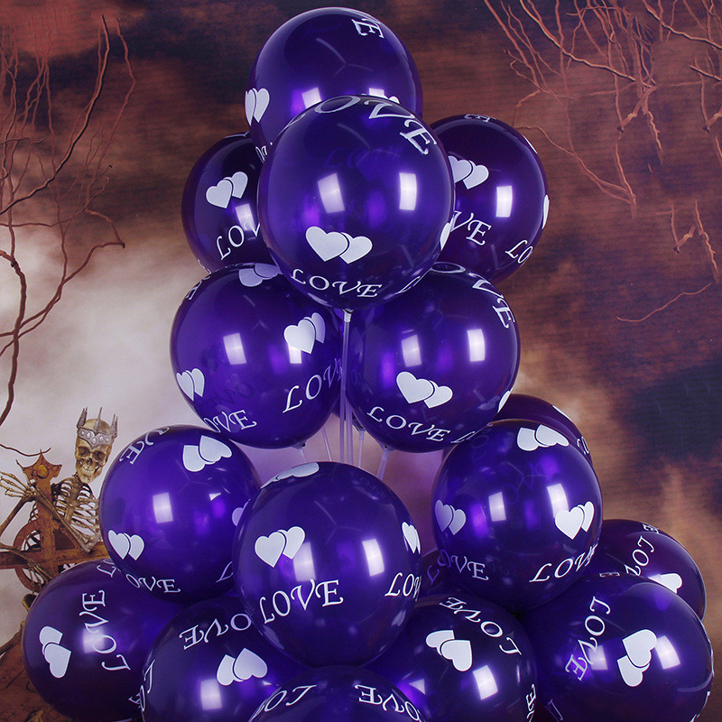 I LOVE YOU tipărire litere dublă inimă rotundă balon decorativ din latex propunere romantică pentru a exprima nunta violet roșu 2.8g