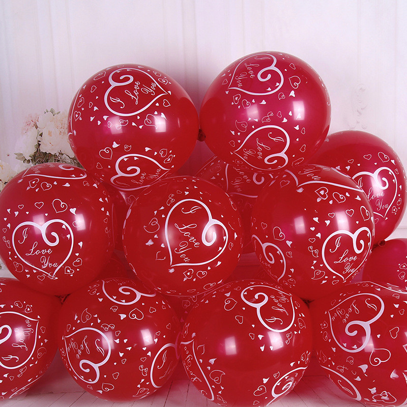 I LOVE YOU tipărire litere dublă inimă rotundă balon decorativ din latex propunere romantică pentru a exprima nunta violet roșu 2.8g