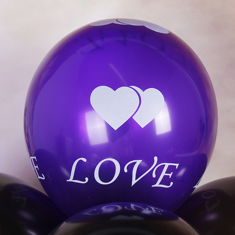I LOVE YOU tipărire litere dublă inimă rotundă balon decorativ din latex propunere romantică pentru a exprima nunta violet roșu 2.8g