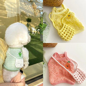 Citromos nyomtatás Kisállat Sling Mellény Nyári Kutyák Ruhák Egyszínű kutyapóló Vékony Légáteresztő narancssárga kis közepes Chihuahua Perro