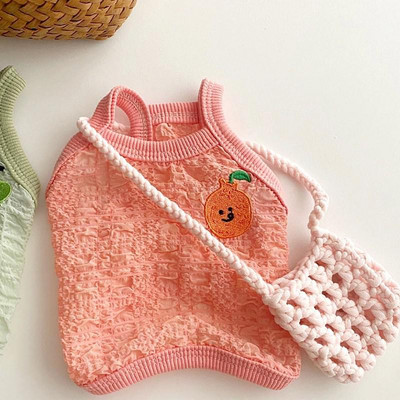 Citromos nyomtatás Kisállat Sling Mellény Nyári Kutyák Ruhák Egyszínű kutyapóló Vékony Légáteresztő narancssárga kis közepes Chihuahua Perro