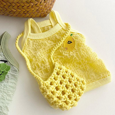 Citromos nyomtatás Kisállat Sling Mellény Nyári Kutyák Ruhák Egyszínű kutyapóló Vékony Légáteresztő narancssárga kis közepes Chihuahua Perro