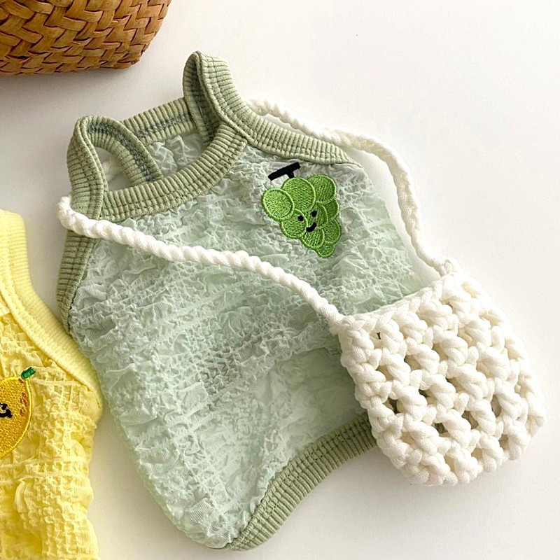 Citromos nyomtatás Kisállat Sling Mellény Nyári Kutyák Ruhák Egyszínű kutyapóló Vékony Légáteresztő narancssárga kis közepes Chihuahua Perro