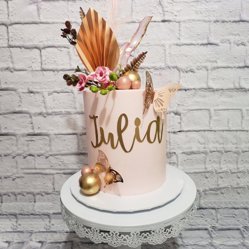 12 gab. 3D Butterfly metāla tekstūras papīra dzimšanas dienas kūkas virsma Zelta dobi cepamās kūkas virskārtas kāzu ballīšu kūku dekorēšanai