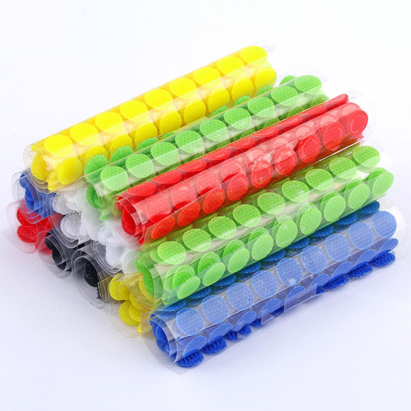 100 Pairs Spēcīgas pašlīmējošas stiprinājuma lentes apaļas punktu uzlīmes neilona āķa cilpa uzlīmes lentes šūšanas amatniecības piederumi 10 mm 15 mm