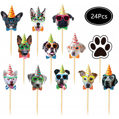 Puppy Dog Cupcake Toppers Tema za kućne ljubimce Baby Shower Rođendanska zabava Cupcake ukrasi za torte