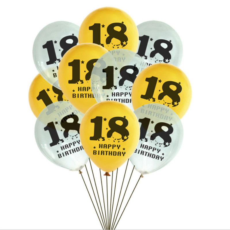 10db 12 hüvelykes 18. születésnapi party-dísz ünnepi partikellékek digitálisan nyomtatott latex léggömb
