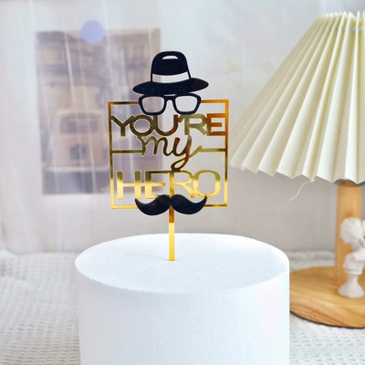 2023 Boldog Apák napi tortafedő arany fekete akril Legjobb apa tortafedő apák napjához, apa születésnapi party tortadíszekhez