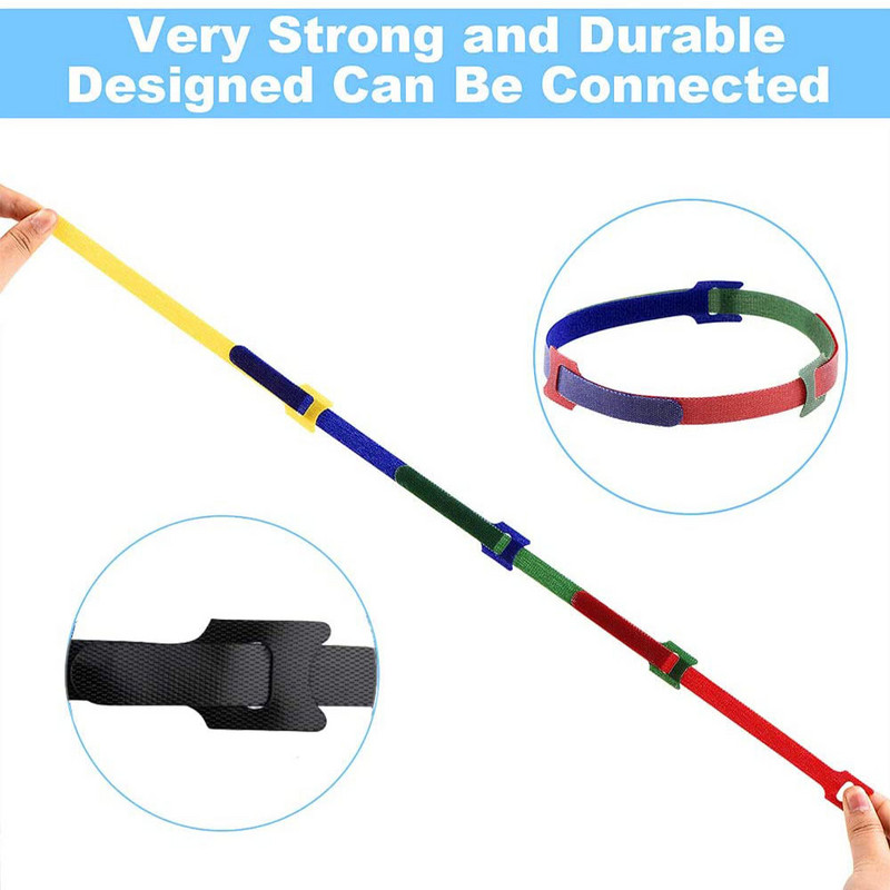 20Pcs 15/20CM Δεσμοί καλωδίων Επαναχρησιμοποιήσιμος με γάντζο και βρόχο Κορδόνι Διοργανωτής συρμάτινων δεσμών Πανί μικροϊνών Οργανωτής διαχείρισης καλωδίων