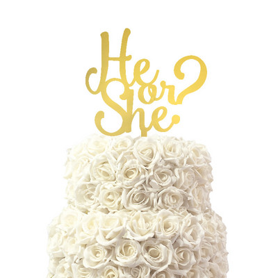 Ő vagy ő születésnapi tortasütők fiú vagy lány festett akril torta zászlók babazuhany születésnapi buli tortasütés dekor Ő vagy ő