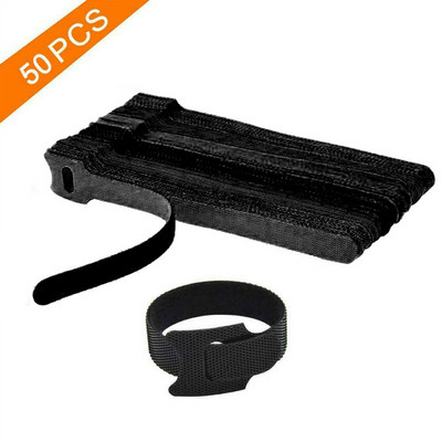 50 bucăți bandă fixă autoadezivă din nailon sârmă de prindere pentru cabluri reutilizabile cu cârlig și buclă de fixare bandă curea sârmă sârmă