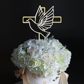 1PC Krikšto Pirmosios Komunijos torto kortelės torto dekoravimas Peace Dove torto viršus akrilinis vakarėlio reikmenys Tortų dekoravimo įrankiai